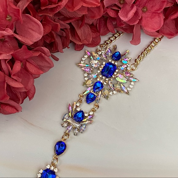 Boho Long Crystal Rhinestone Body Necklace Harness - Picture 9 of 16